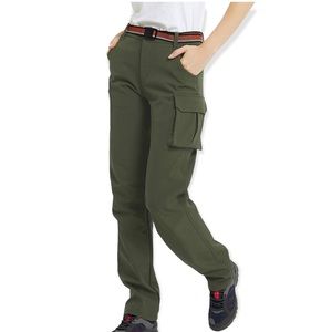 NWT L Women's Softshell Pants Outdoor Fleece Lined Wind & Waterproof Army Green